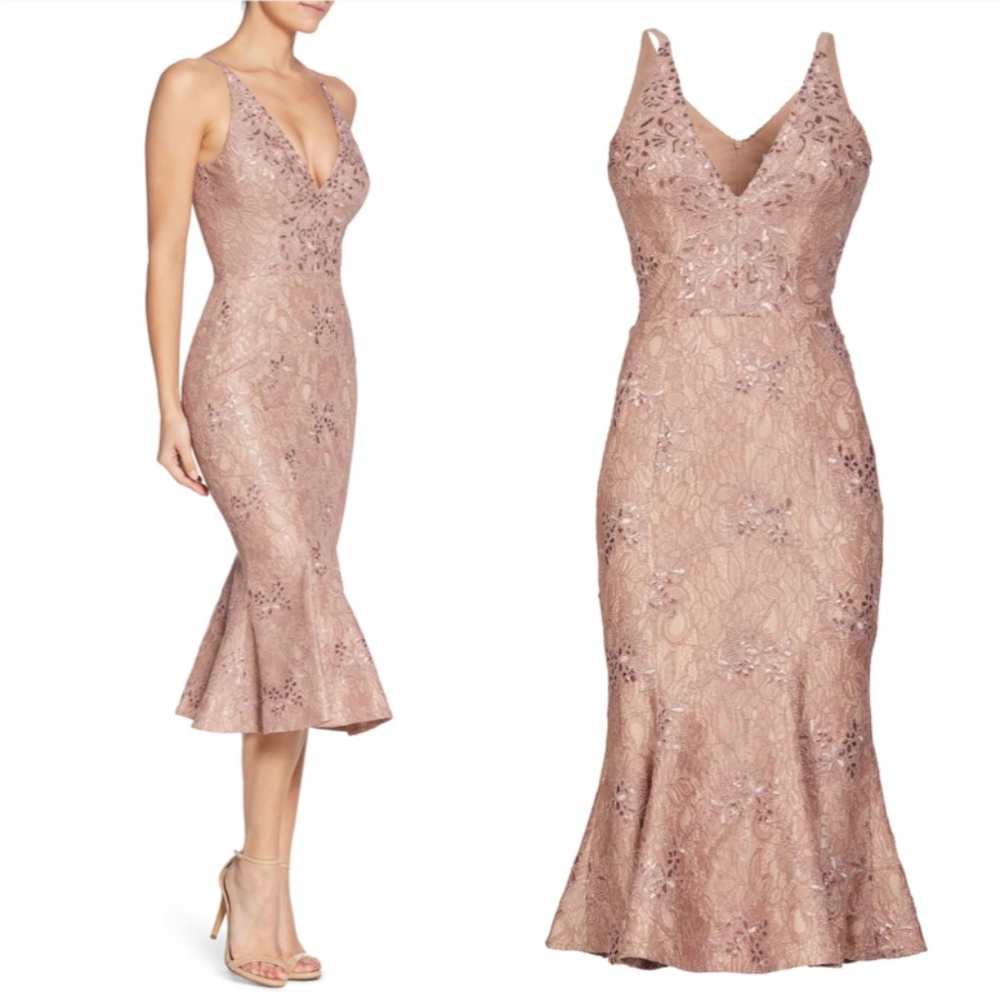 DRESS THE POPULATION Isabelle Lace Midi Dress - Picture 2 of 9